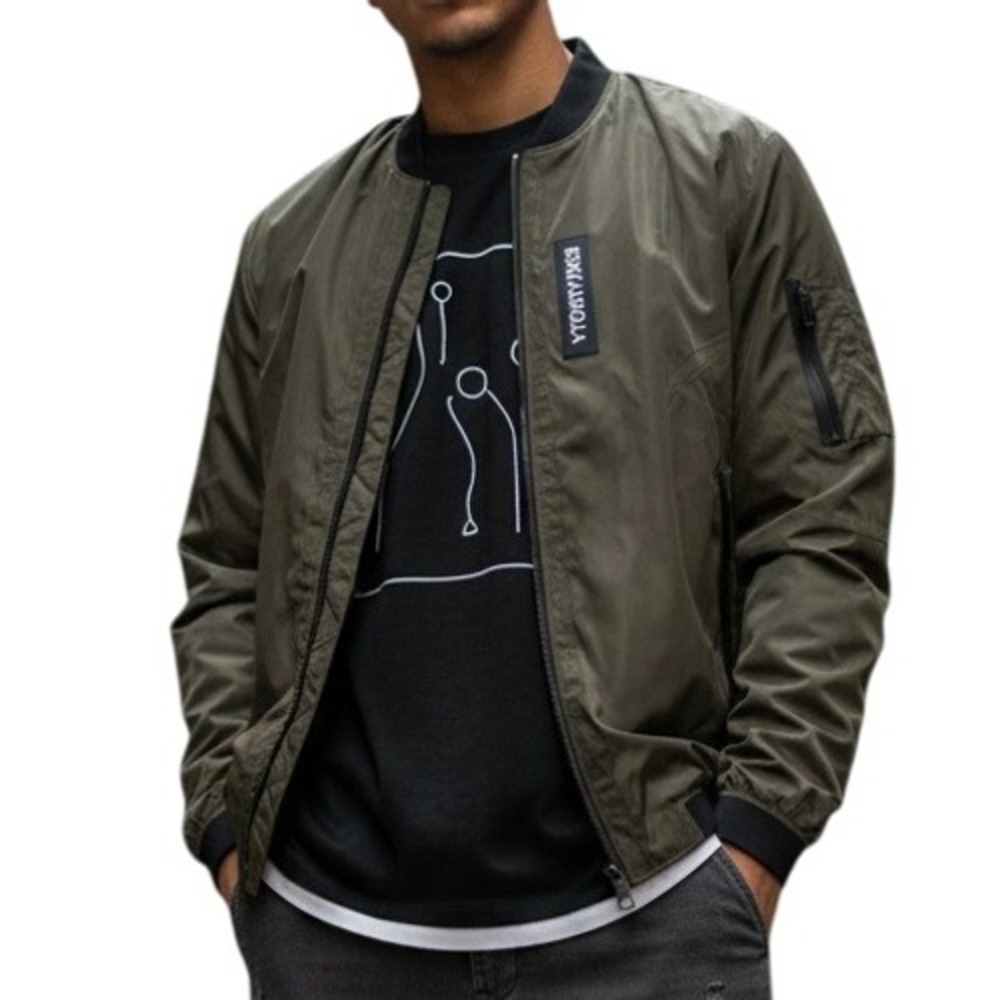 Rokkarolla Olive Green Bomber Jacket Lightweight Zip Up‎ Men's Size L